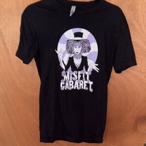 Black Graphic Tee with Purple Design